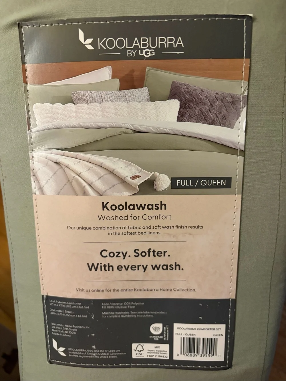 NEW Koolaburra by UGG Sage Green Washed Comforter Set - Full/Queen